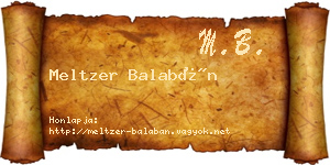 Meltzer Balabán névjegykártya